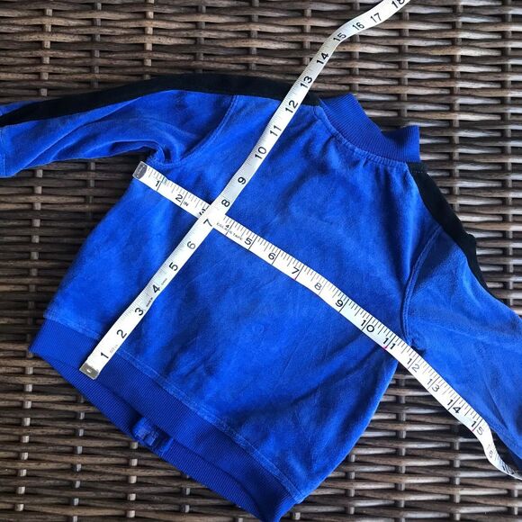 Puma Boys Jacket Size 24 Months Blue Black Velour Zip Front Track Style Soft NEW - Picture 8 of 8